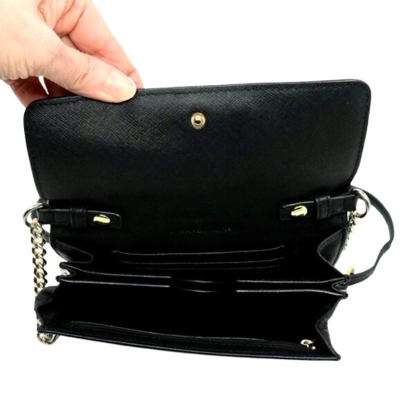 MICHAEL KORS~Jet Set Travel~BLACK SAFFIANO LEATHER CROSSBODY WALLET PHONE BAG - Picture 5 of 5